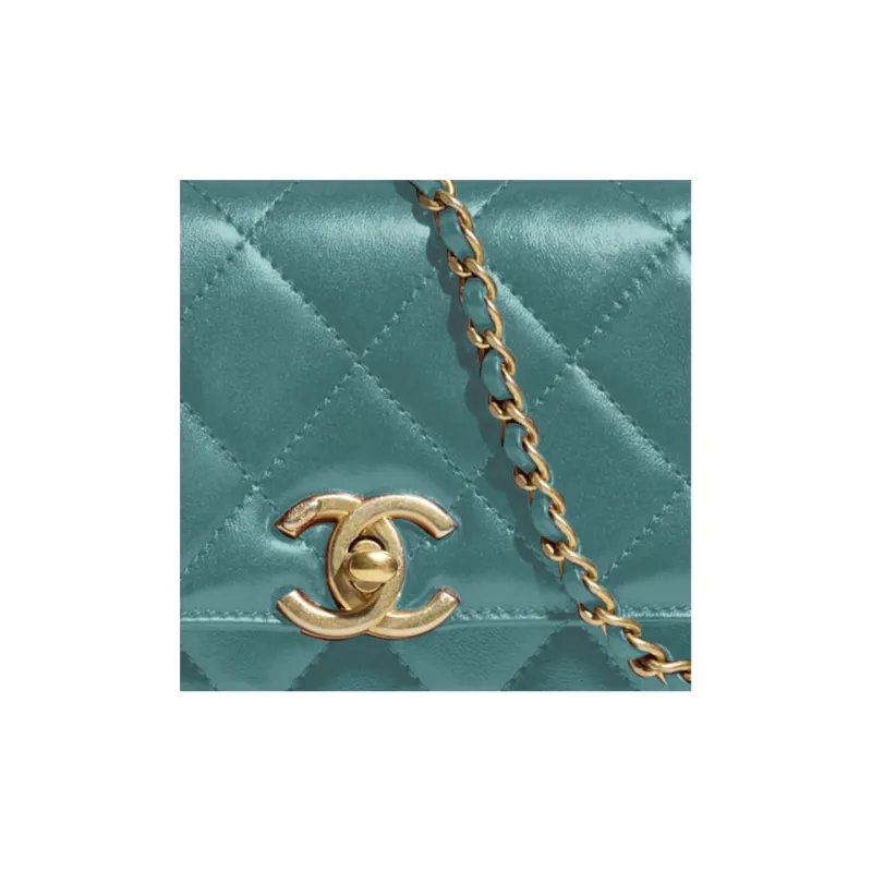 CHANEL 19Bag Calfskin & Metal Coin Purse, Flap Bag, Crossbody Bag, Shoulder Bag Mini Women's Green-1