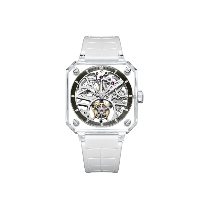 ZBIOLAND Automatic Mechanical Movement Rubber Strap Watch Unisex Cut-Out Dial ZBL8800-5