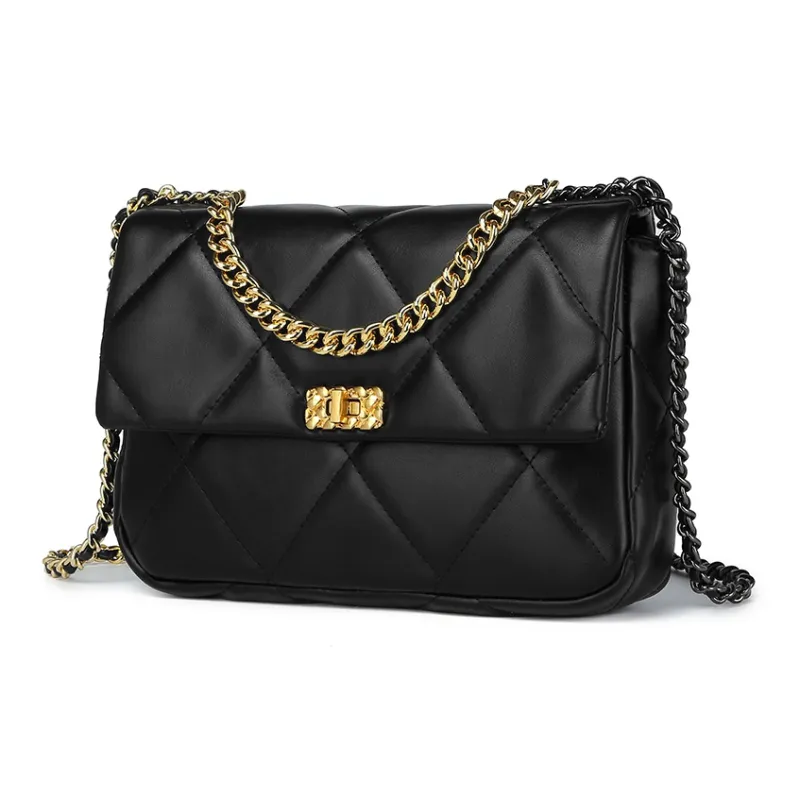 NOMK PU Small Square Bag Shoulder Bag Chain Bag Shoulder Bag Crossbody Bag Handbag Regular Women's Black/White/Brown-1