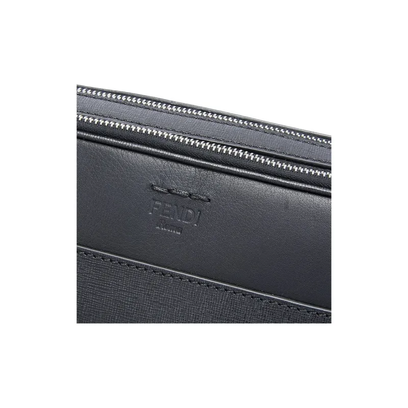 FENDI Cow Leather Clutch Regular Men's Black-4