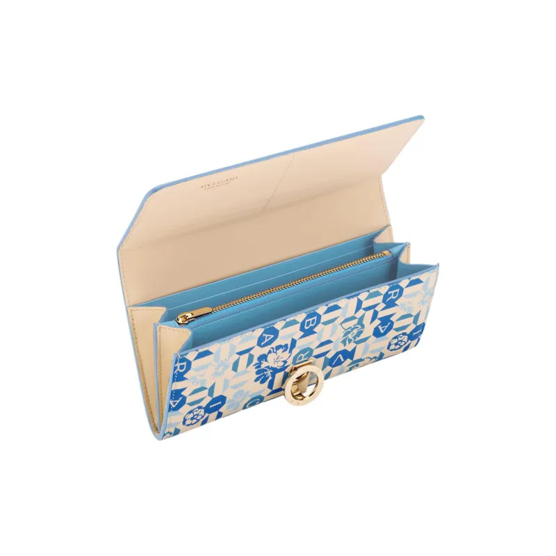 BVLGARI Calfskin Wallet Women's Light Blue-1