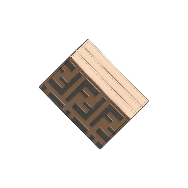 FENDI Cow Leather Card Holder Card Holder Women's Brown-3