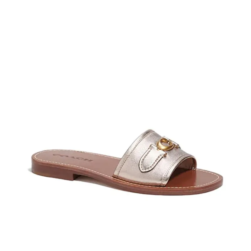COACH Slide Slippers Women's Platinum Champagne Red-1