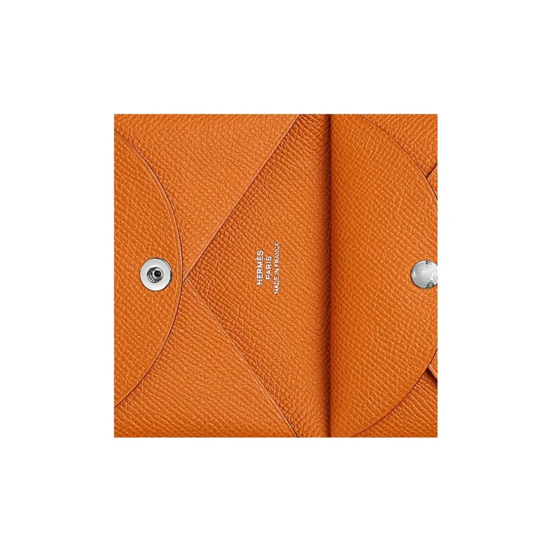 HERMES Calvi Duo Epsom Calfskin Card Holder Mini Women's I9 Abricot Apricot-2