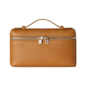 Loro Piana ExtraPocket Leather Small Square Makeup Bag Handbags Shoulder Bags Women's Deep Jungle/Orange
