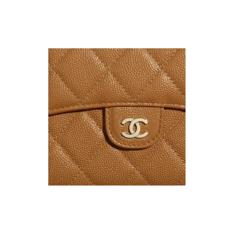 CHANEL Classic Flap CF Calfskin Wallet Women's Brown-4