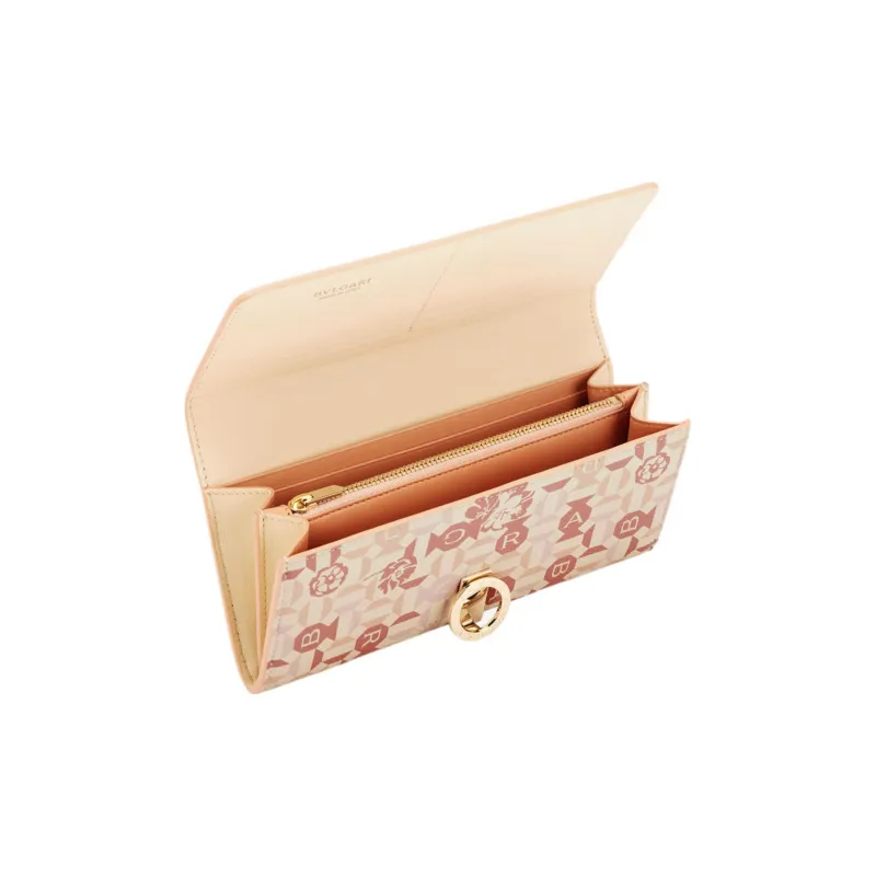 BVLGARI Calfskin Wallet Women's Beige-1