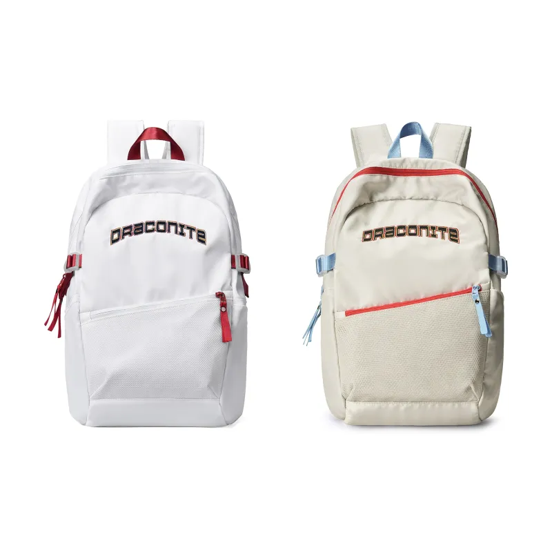DRACONITE Polyester Student Backpack Regular Unisex Ecru-3