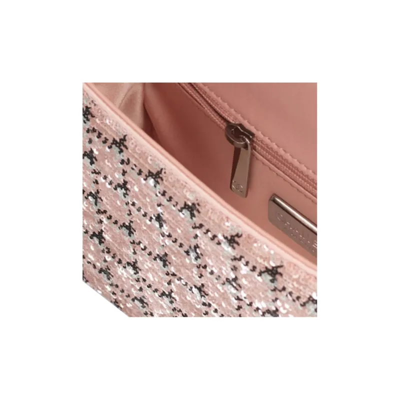 CHANEL Classic Flap CF Woolen Shoulder Bag, Crossbody Bag, Handbag Trumpets Women's Pink/Black/Silver-2