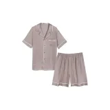 Apricot Checkered Pattern (Short-Sleeved Shirt+Shorts Men's Clothing Sets)