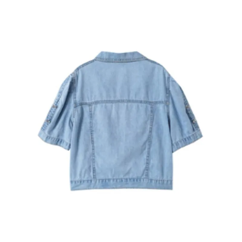 OUNIXUE Denim Jackets Women's Blue-1