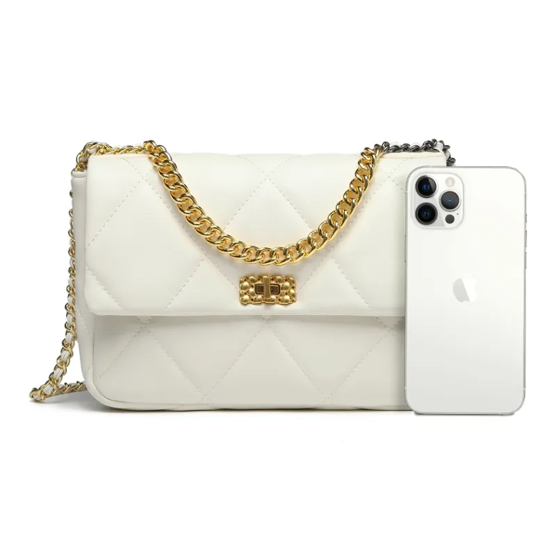 NOMK PU Small Square Bag Shoulder Bag Chain Bag Shoulder Bag Crossbody Bag Handbag Regular Women's Black/White/Brown-7