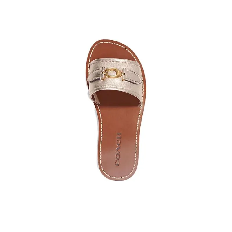 COACH Slide Slippers Women's Platinum Champagne Red-2