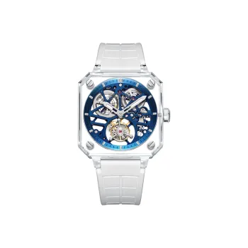 ZBIOLAND Automatic Mechanical Movement Rubber Strap Watch Unisex Cut-Out Dial ZBL8800
