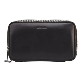 EMPORIO ARMANI Calfskin Storage Bags Clutches Men's Black