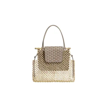 GOYARD Aligre Raffia With Canvas Shopping Bag Shoulder Bags Handbags Regular Women's Gray/Beige