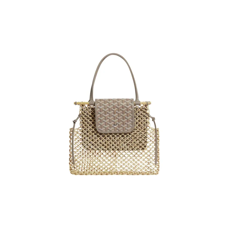 GOYARD Aligre Raffia With Canvas Shopping Bag Shoulder Bags Handbags Regular Women's Gray/Beige-0