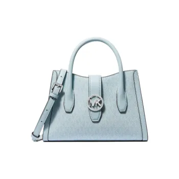 MICHAEL KORS MK Gabby Canvas Tote Bag, Shopping Bag, Shoulder Bag, Crossbody Bag Trumpets Women's Light Blue