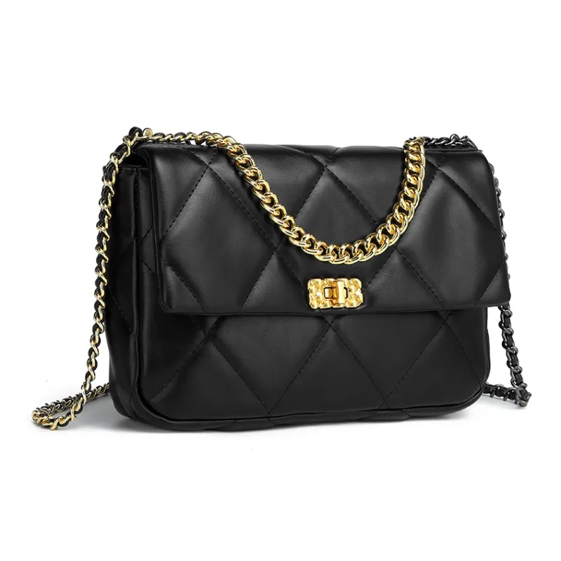 NOMK PU Small Square Bag Shoulder Bag Chain Bag Shoulder Bag Crossbody Bag Handbag Regular Women's Black/White/Brown-2