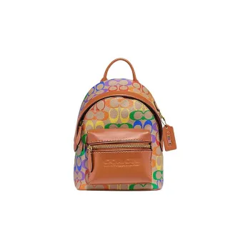 COACH Charter Coated Canvas Cow Leather Patchwork Backpack Small Size Men's Rainbow