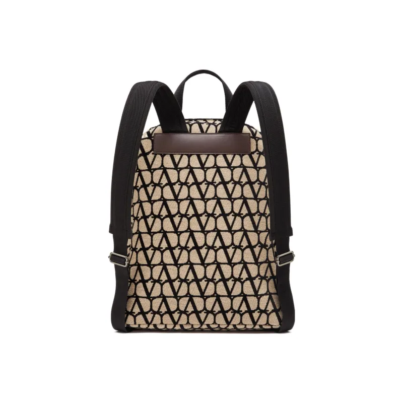 Valentino GARAVANI Leather Backpack Regular Men's Beige/Black-4