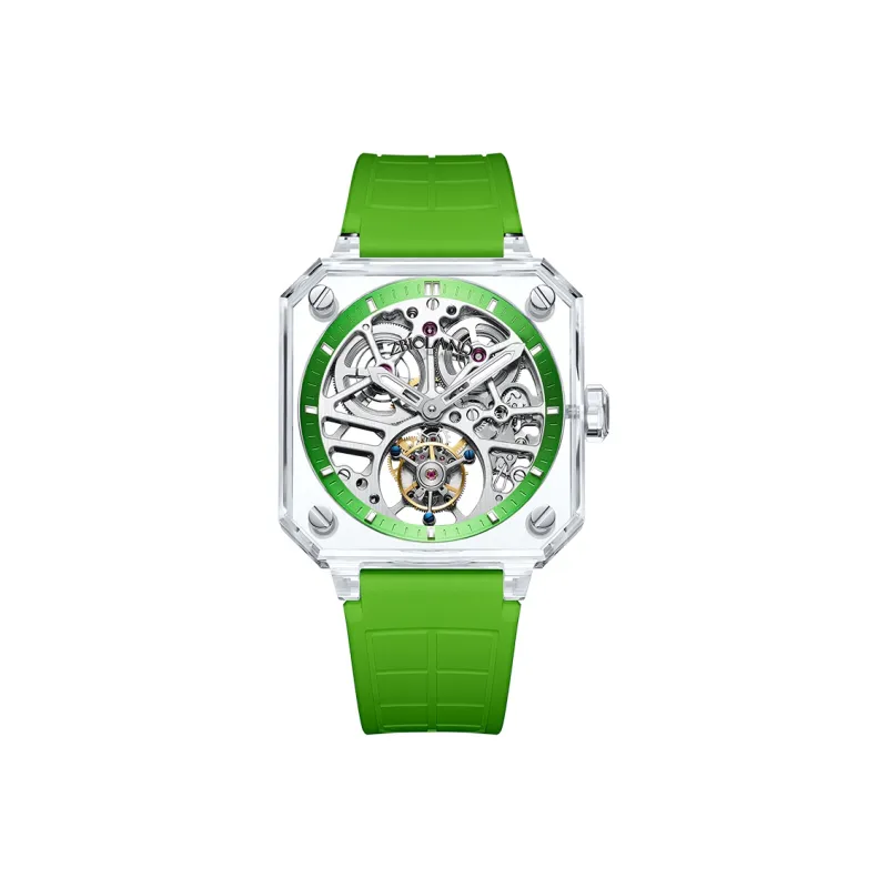 ZBIOLAND Automatic Mechanical Movement Rubber Strap Watch Unisex Cut-Out Dial ZBL8800-6