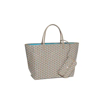 GOYARD Saint Louis Canvas With Leather Combo Tote Bag One Shoulder Handbag Large Size Unisex Elephant Gray/Turquoise