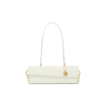 LI NING 1990 Cow Leather Saddle Bag, Shoulder Bag Women's Ivory