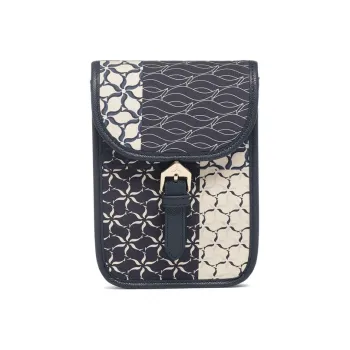 LI NING 1990 Leather With Fabric Messenger Bag, Cell Phone Pouch, Crossbody Bag, Shoulder Bag Regular Women's Blue