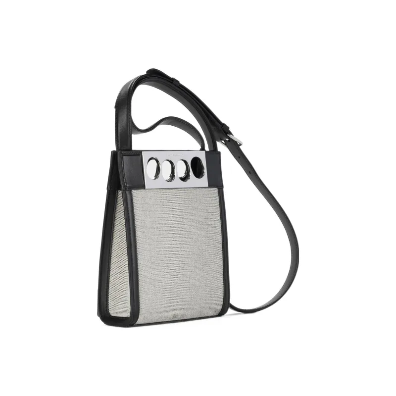 Alexander McQueen Canvas Tote Bag, Shopping Bag, Shoulder Bag, Crossbody Bag, Handbag Mini Men's White/Black-1