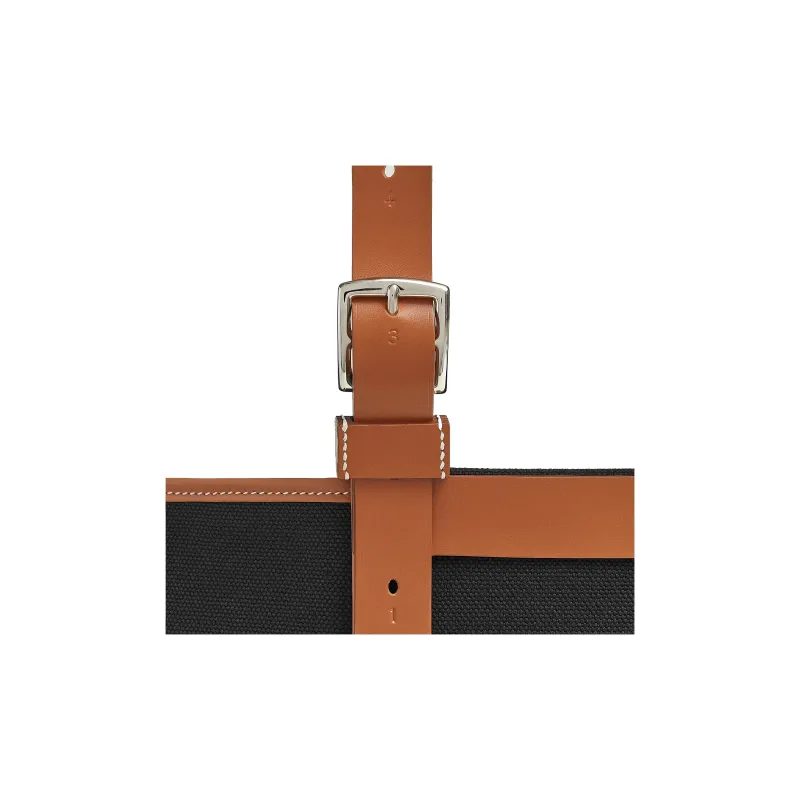 HERMES Etriviere Pocket Goeland Canvas With Hunter Leather And Swift Calfskin Handbag Men's Black/Light Tawny/Gold-4