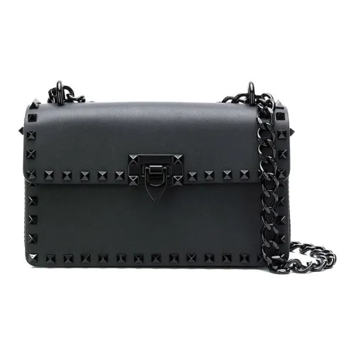 Valentino Leather Messenger Bag Shoulder Bag Crossbody Bag Regular Women's Black