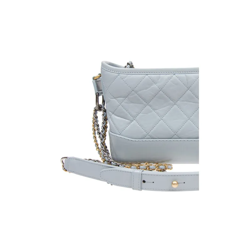 CHANEL Gabrielle Calfskin Hobo Bag, Handbag, Shoulder Bag, Crossbody Bag Trumpets Women's Light Blue-4