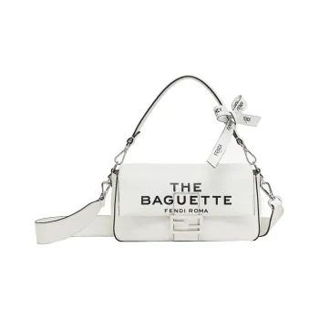 FENDI Marc Jacobs Collaboration Leather Baguette Bag, Shoulder Bag, Crossbody Bag Women's White
