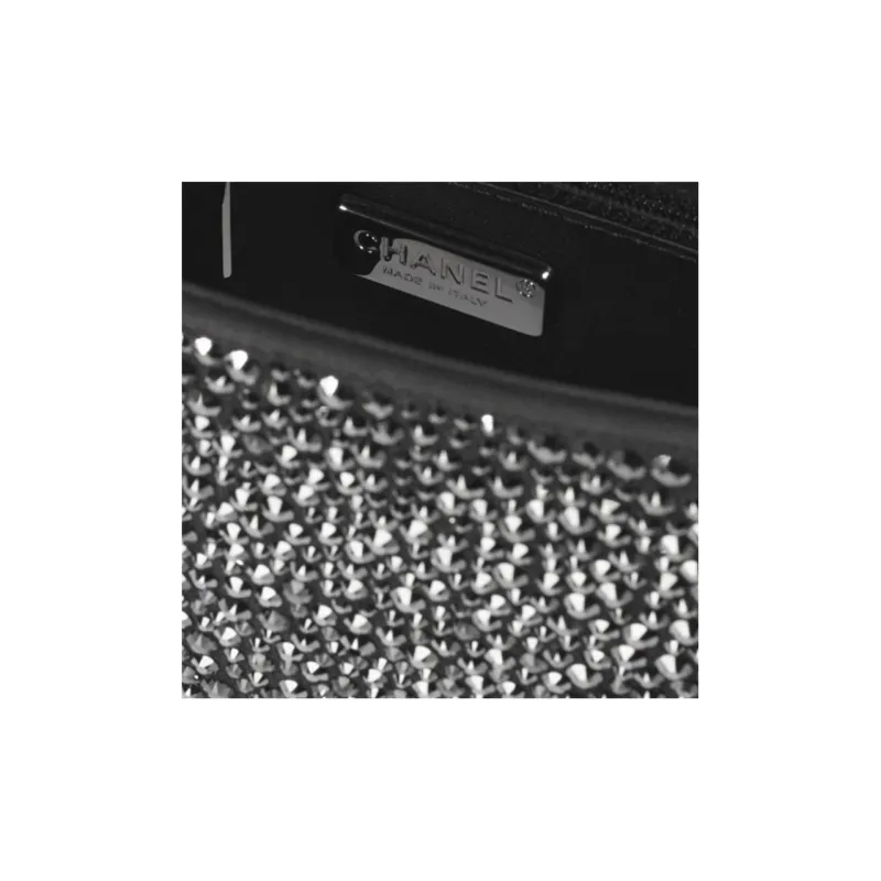 CHANEL Classic Flap CF Rhinestone Lambskin Handbag, Shoulder Bag, Crossbody Bag Trumpets Women's Black-2