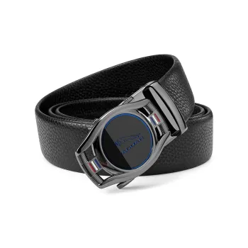 JAGUAR Cow Leather Leather Belts Men's Black Width 3.55cm