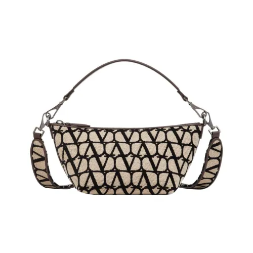 Valentino Leather Detail Portable Crossbody Bag Shoulder Bag Regular Men's Beige/Black
