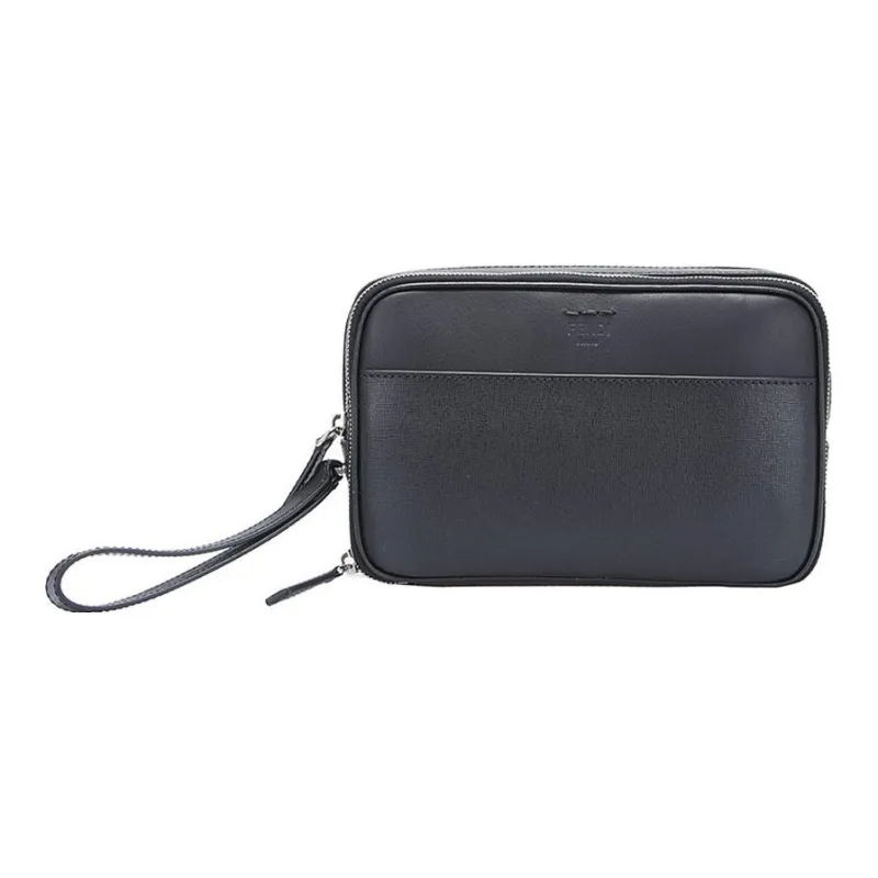 FENDI Cow Leather Clutch Regular Men's Black-0