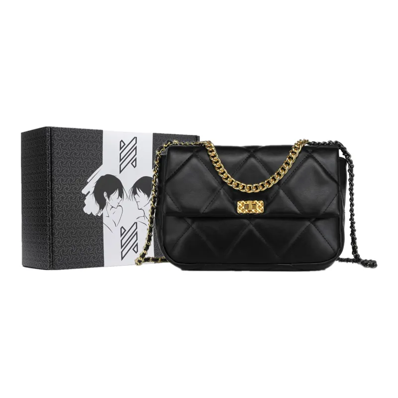 NOMK PU Small Square Bag Shoulder Bag Chain Bag Shoulder Bag Crossbody Bag Handbag Regular Women's Black/White/Brown-3