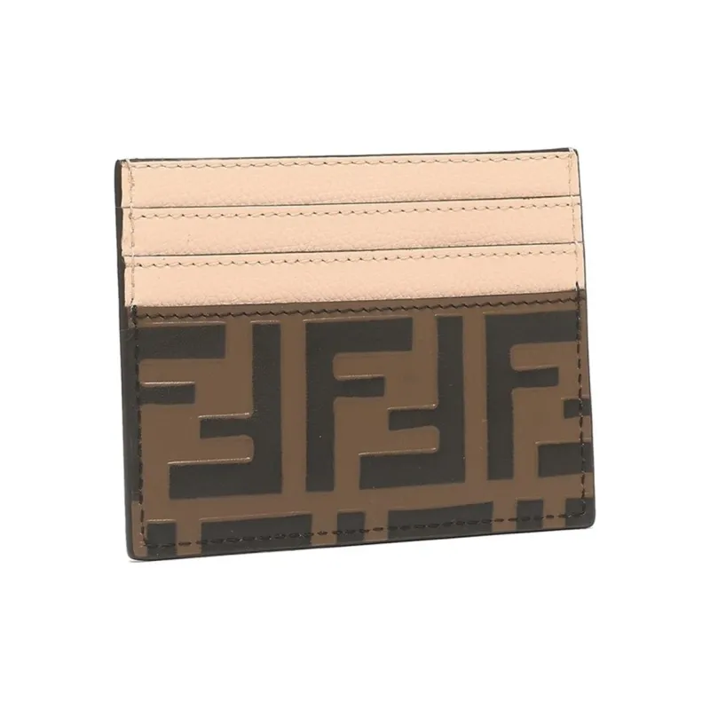 FENDI Cow Leather Card Holder Card Holder Women's Brown-1