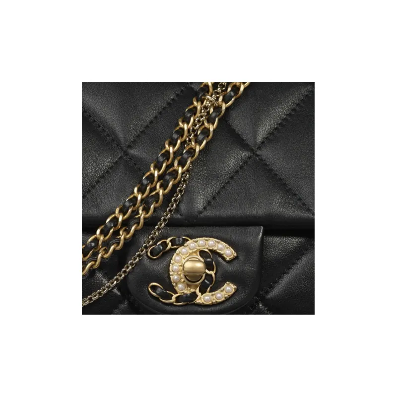 CHANEL Lambskin Flap Bag, Shoulder Bag, Crossbody Bag Women's Black-2
