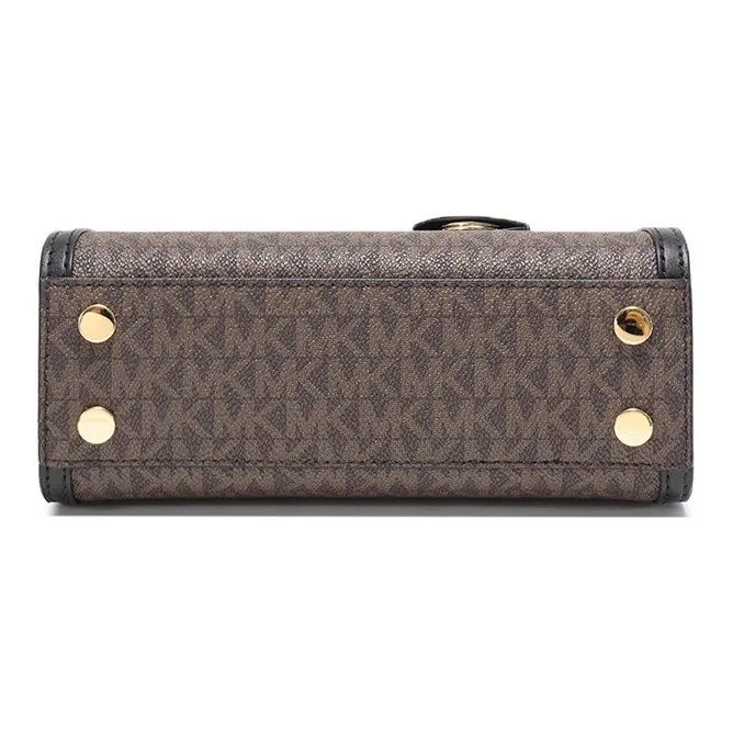 MICHAEL KORS Chantal Litchi Grain Tote Bag, Shopping Bag, Shoulder Bag, Handbag Mini Women's Black & Brown-4