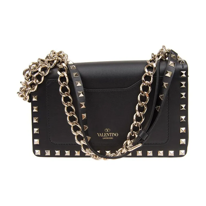 Valentino Leather Portable Crossbody Bag, Shoulder Bag Women's Black-2