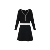 Set (black sweater + black slip dress)
