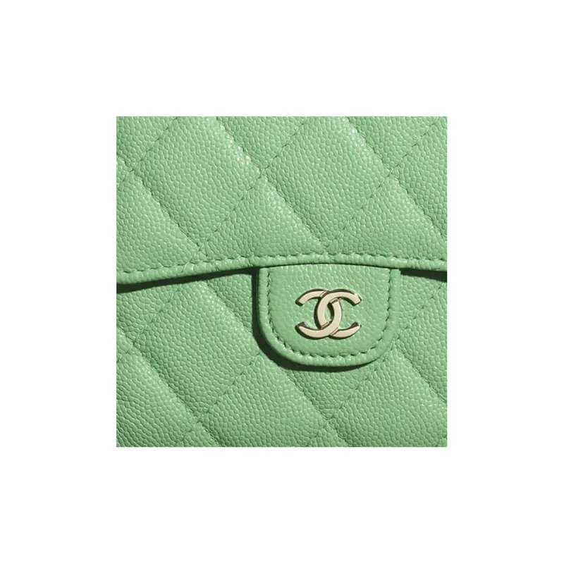 CHANEL Classic Flap CF Caviar Calfskin Wallet Women's Green-4