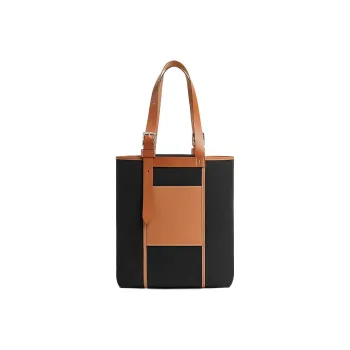 HERMES Etriviere Pocket Goeland Canvas With Hunter Leather And Swift Calfskin Handbag Men's Black/Light Tawny/Gold