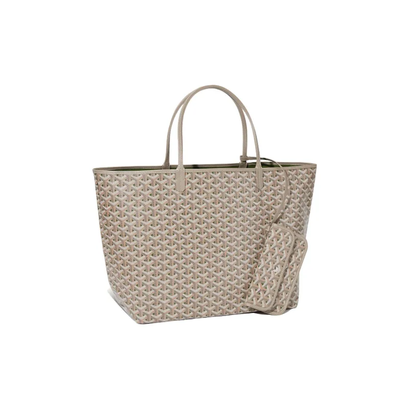 GOYARD Saint Louis Canvas With Leather Combo Tote Bag One Shoulder Handbags Large Size Unisex Khaki-0