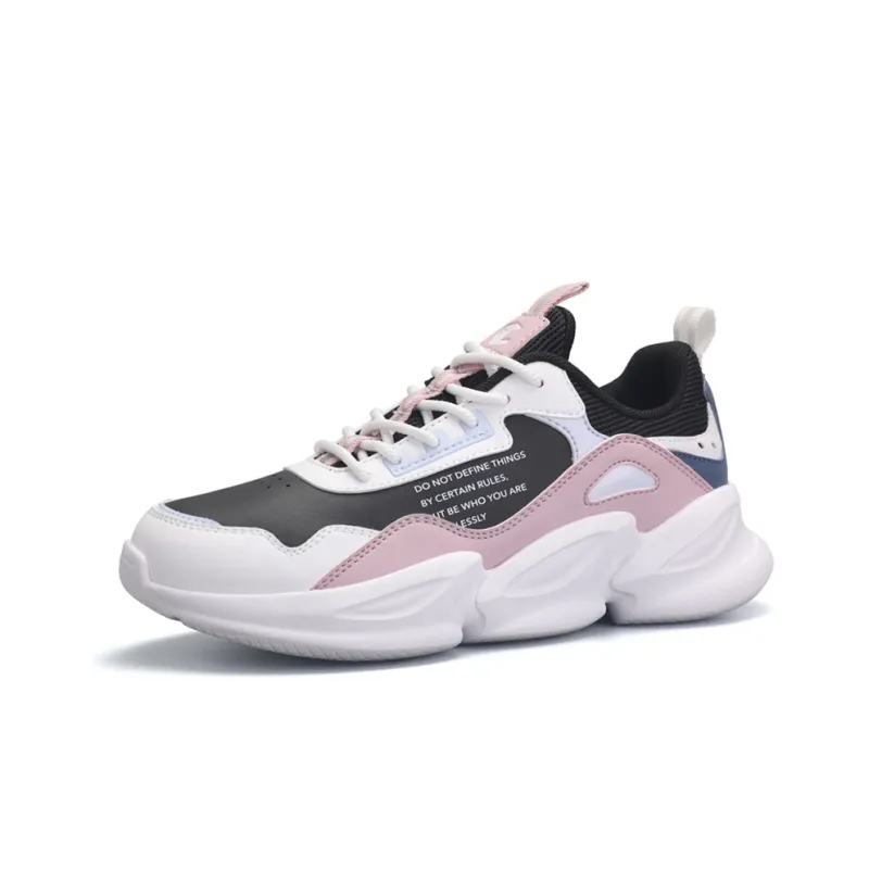 QIAODAN Breathable And Lightweight Low Top Running Shoes Women's Black White-2
