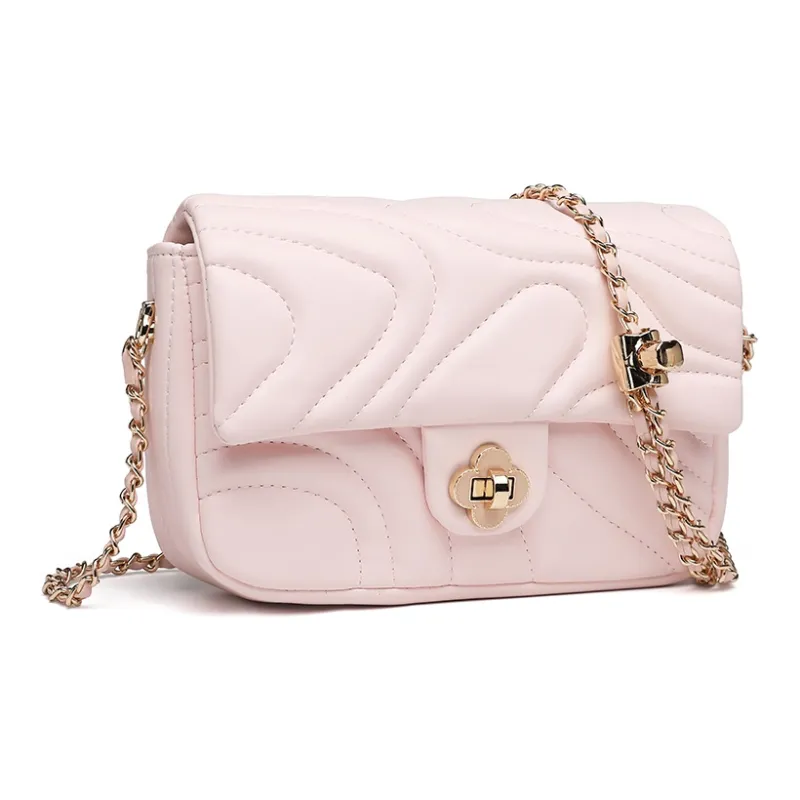 NOMK PU Chain Bag, Shoulder Bag, Crossbody Bag Women's Beige/Pink/Black-1