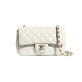 CHANEL Classic Flap CF Sheepskin Shoulder Bag, Crossbody Bag Mini Women's Gray Green